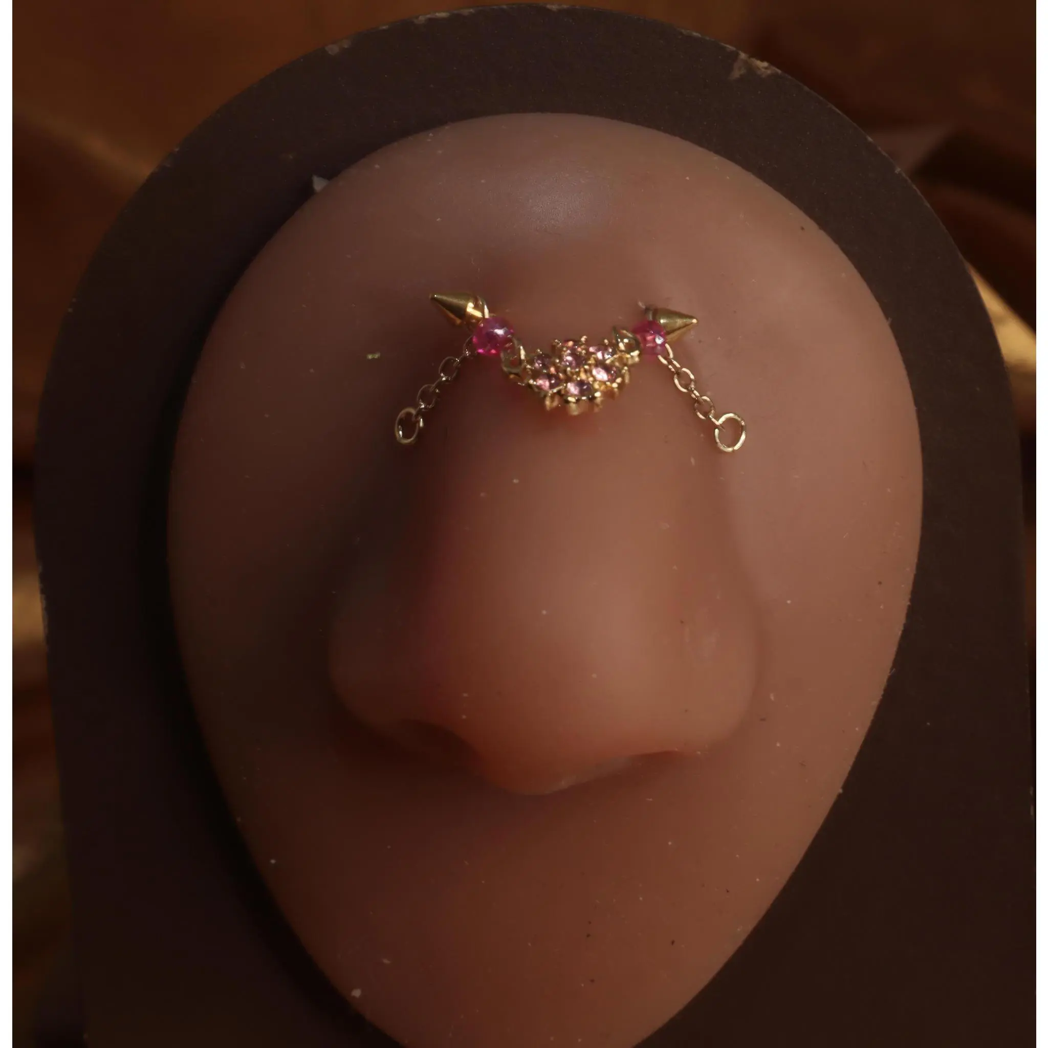Pink Flower Dangle Chain High nostril jewelry