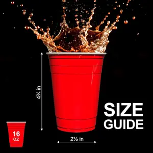 120 Pack 16oz Red Plastic Party Cups  | Durable Disposable Cups for Parties, BBQs & Events