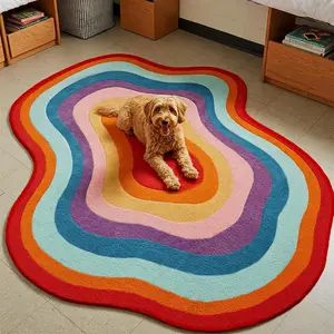 Colorful Abstract Line Pattern Modern Abstract Rug, Non-slip Soft Floor Mat, Decorative Carpet for Home Living Room Bedroom, Foldable Washable Floor Mat, Abstract Area Rugs