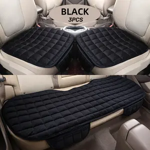 3pcs Car Seat Cushions Black Non-Slip Rubber Bottom with Storage Pouch Premium Comfort Memory Cotton Fit for All Vehicles Durable Easy-Clean Design Stylish Interior Accessory