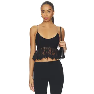 Tularosa Dora Knit Lace Tank in Black