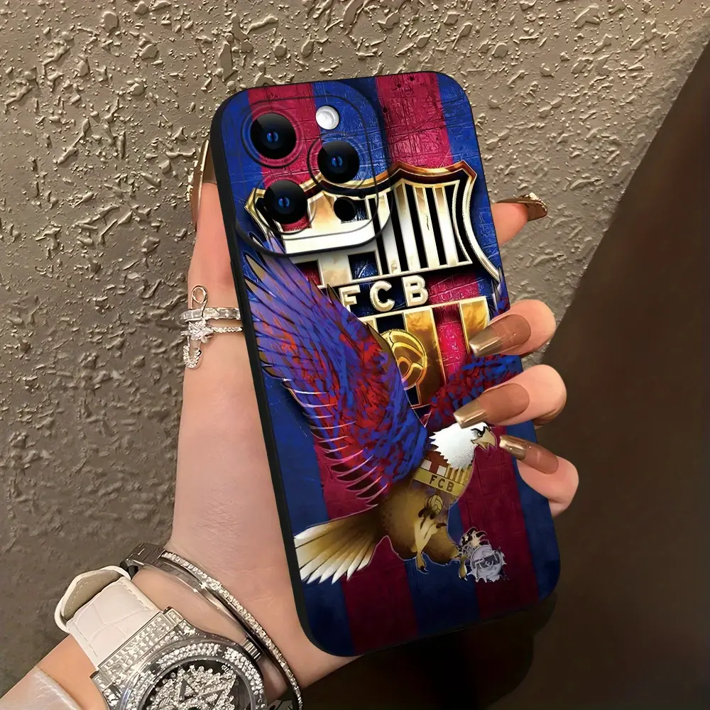 FCB Eagle and Shield Pattern TPU-Polycarbonate Shockproof Phone Cover, Anti-Fall Mobile Phone Case for iPhone 16 15 14 13 12 11 XS XR X 7 8 Plus Pro Max SE, Birthday Gift Option