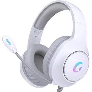 Gaming Headset For PS5,PS4,PC,Mac,Switch,Xbox Series, Surround Sound RGB Gaming Headphones with Noise Canceling Microphone, 50MM Dynamic Drivers, 3.5MM Audio Jack, Light White
