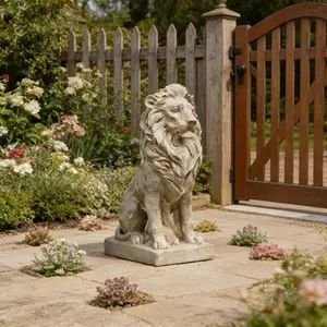 15 Inch Sandstone Standing Lion Statue | Outdoor Collectible Figurine, for home Decor for Desk, Ideal Gift for Men, Christmas & Birthday Present for Friends, Festival Gift