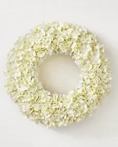 5.5" 24" Outdoor Ivory Hydrangea Harmony Wreath, Width 24", Unlit by Balsam Hill
