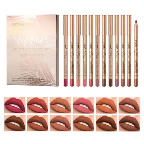 Qibest 12-Piece Youth Lip Liner Pencils Multi-Pack - Fragrance-Free, Alcohol-Free, Long-Lasting, Waterproof, Moisturizing, Easy-Coloring Matte Makeup for Daily & Special Occasions