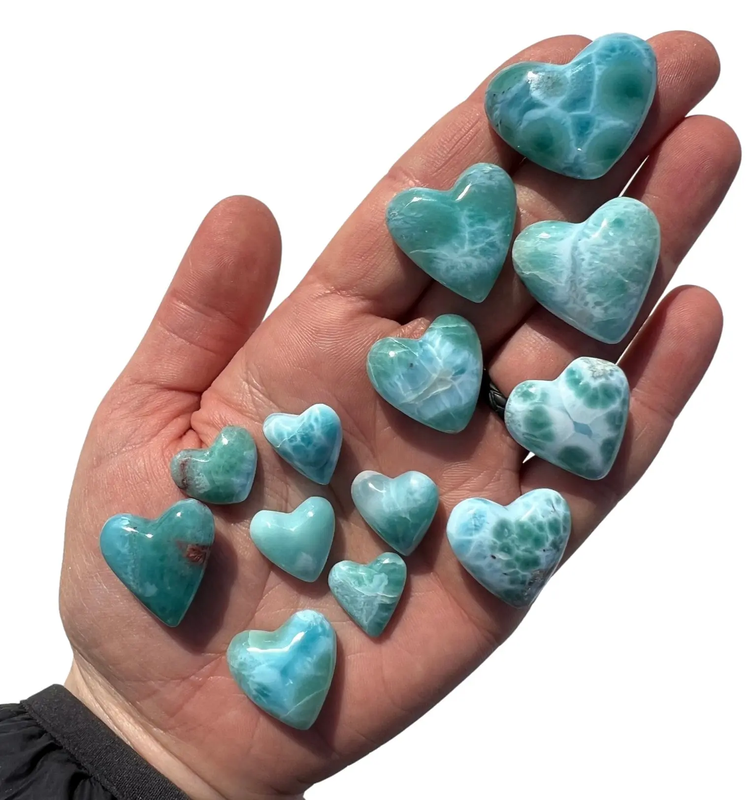 New Moon Beginnings Larimar Heart - Grade AA, Natural Color with Unique Patterns, Handheld Gemstone