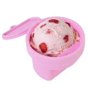 Leakproof Silicone Ice Cream Cup with Spoon - 6.52oz BPA-Free Kitchen Freezer Container, Fits 10cm Caliber Tumblers, Easy to Clean