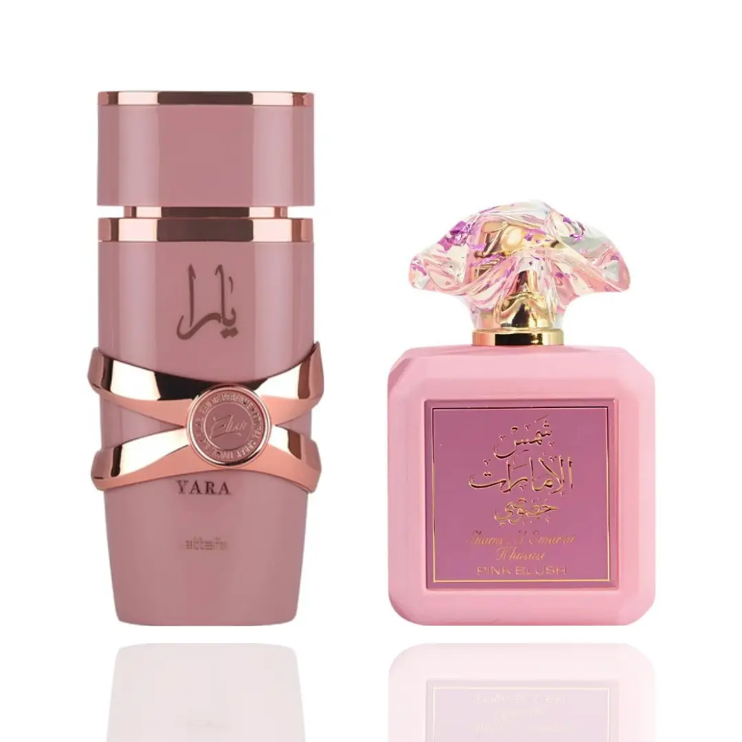 Women's 2-Piece Amber Vanilla Floral Fragrance Bundle - Pink Blush Shams Al Emarat Set with Eau Perfume and Elegant Perfume Mist, Amber Women's Fragrance