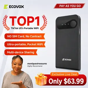ECOVOX Global 4G WiFi6 Wireless Hotspot - USB-Powered Ultra-Light Portable Mini Device, 13-Hour Battery, No SIM Needed, 9-Device Connectivity, Ideal for Portable Travel Internet & Study, International WiFi Battery Powered Accessory