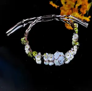 GX Magic Hand-Woven Jasmine Crystal Gravel Bracelet Natural White Crystal Charm Bracelets for Ladies Birthday Gifts Weddings Banquets Parties Adult Jewelry