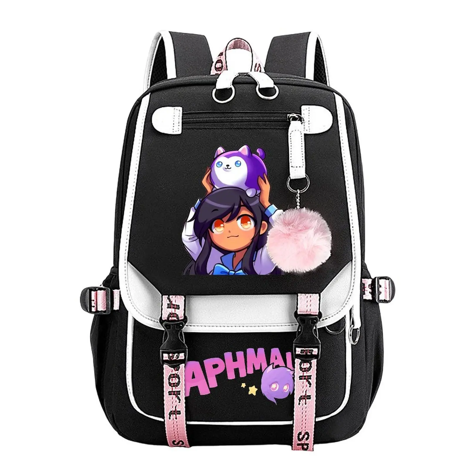 Aphmau Cat Cartoon Print Backpack for Teen Students, Large-Capacity Water-Resist College School Bag with Comfy Straps, Organized Pockets, Durable Design, Perfect Birthday/Holiday Gift (11.4in × 18.1in) Modern Backpack, College School Backpack