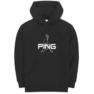 [600g heavy-duty fleece]PING Golf Hoodie – Black Pullover Sweatshirt for Golf Enthusiasts california florida outfit