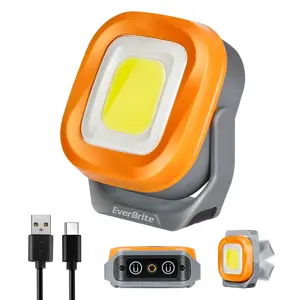 #fathersdaygift EverBrite Rechargeable Work Light, Portable Magnetic Led Work Light, 1000 Lumen Super Bright Cordless Work Light for Car Work, Camping, Outdoors, Emergency & Job Site Lighting, 4 Modes, Orange Gray