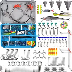 Fishing Tackle Kit Ocean Saltwater Fishing Lures Surf Fishing Gear Fish Finder Rigs Pompano Rig Pyramid Sinker Weight Fishing Hooks Swivels Various Accessories
