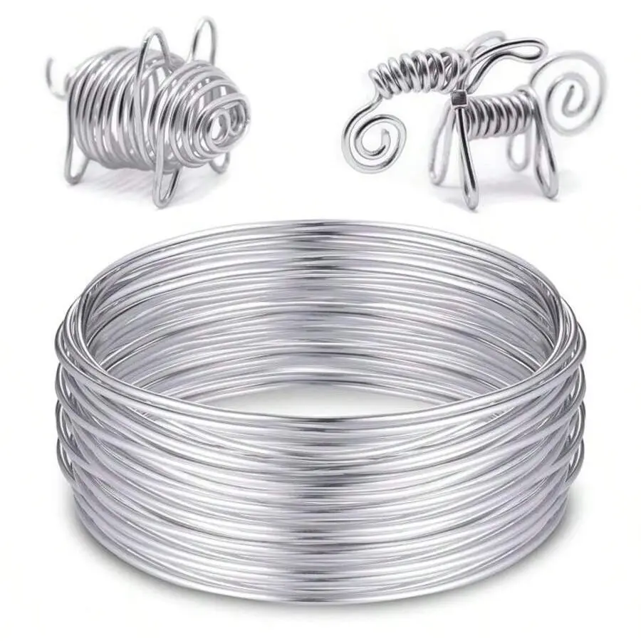 1/4Rolls 1/1.5/2/2.5mm Aluminium Wire Bendy Craft Wire, Silver Plated Jewellery Wire, Flexible Modelling Wire, Metal Wires Suitable for DIY Sculptures, Jewelry Making, Wire Weaving and Wrapping, Jewelry Making Supplies