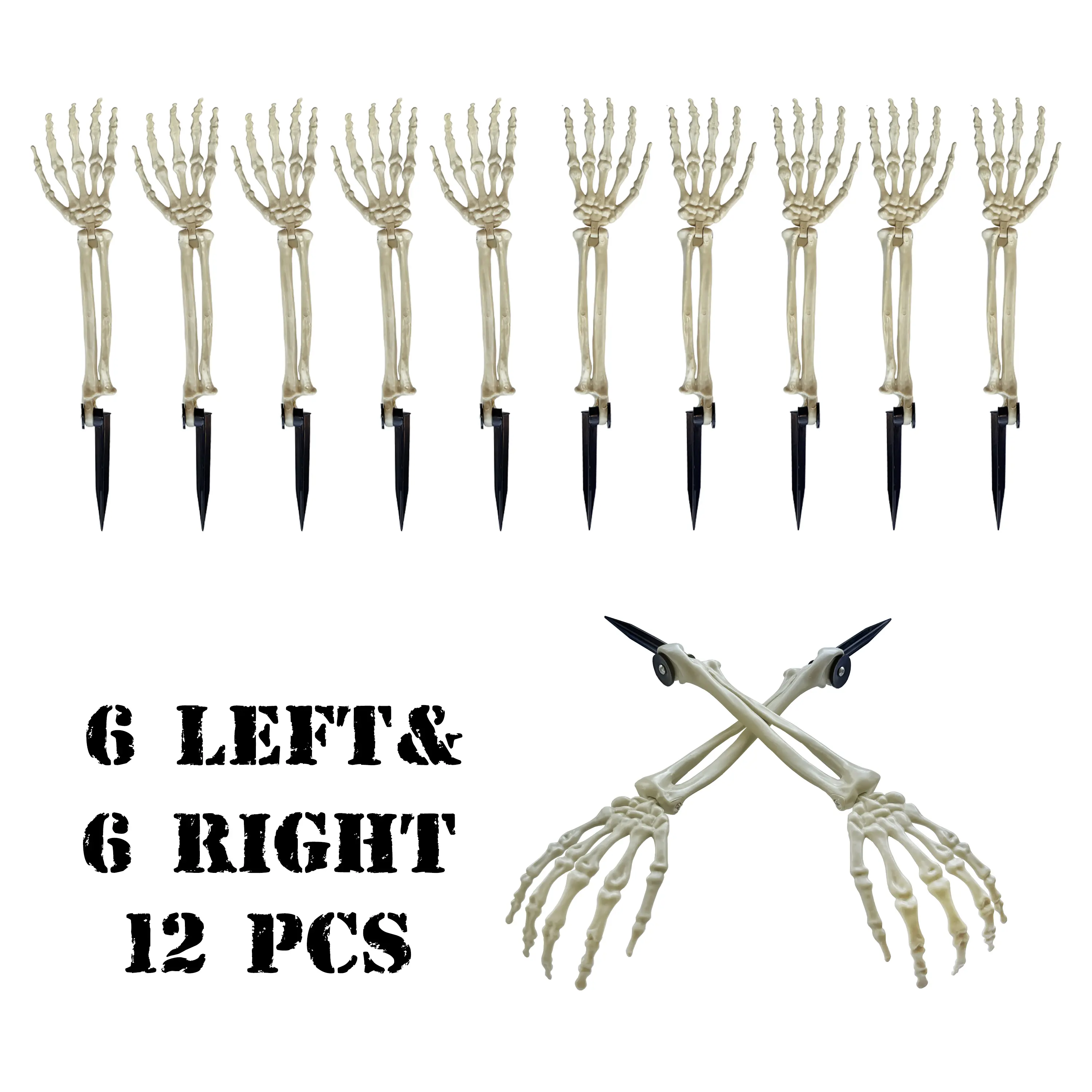 12 Pcs Severed Ghost Arm Skeleton Stakes, Realistic Halloween Skeleton Garden Props, Indoor Outdoor Halloween Party Supplie Durable Plastic Decor s Ornaments Durable Plastic Decor Festive Decoration Patio Yard Decoration Decorations Accessories
