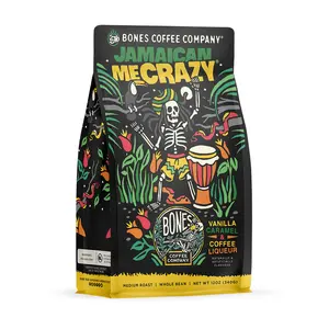 Bones Coffee Company | Jamaican Me Crazy Vanilla Caramel Coffee Liqueur Flavored Coffee 12oz Medium Roast Arabica