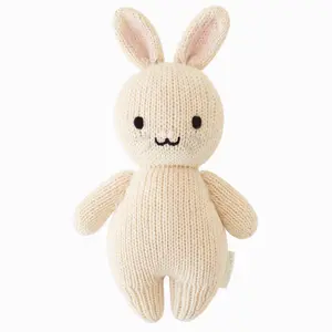 cuddle+kind Baby rabbit (oatmeal) 7" hand-knit doll - gives 5 meals, fair trade, heirloom quality, 100% cotton yarn