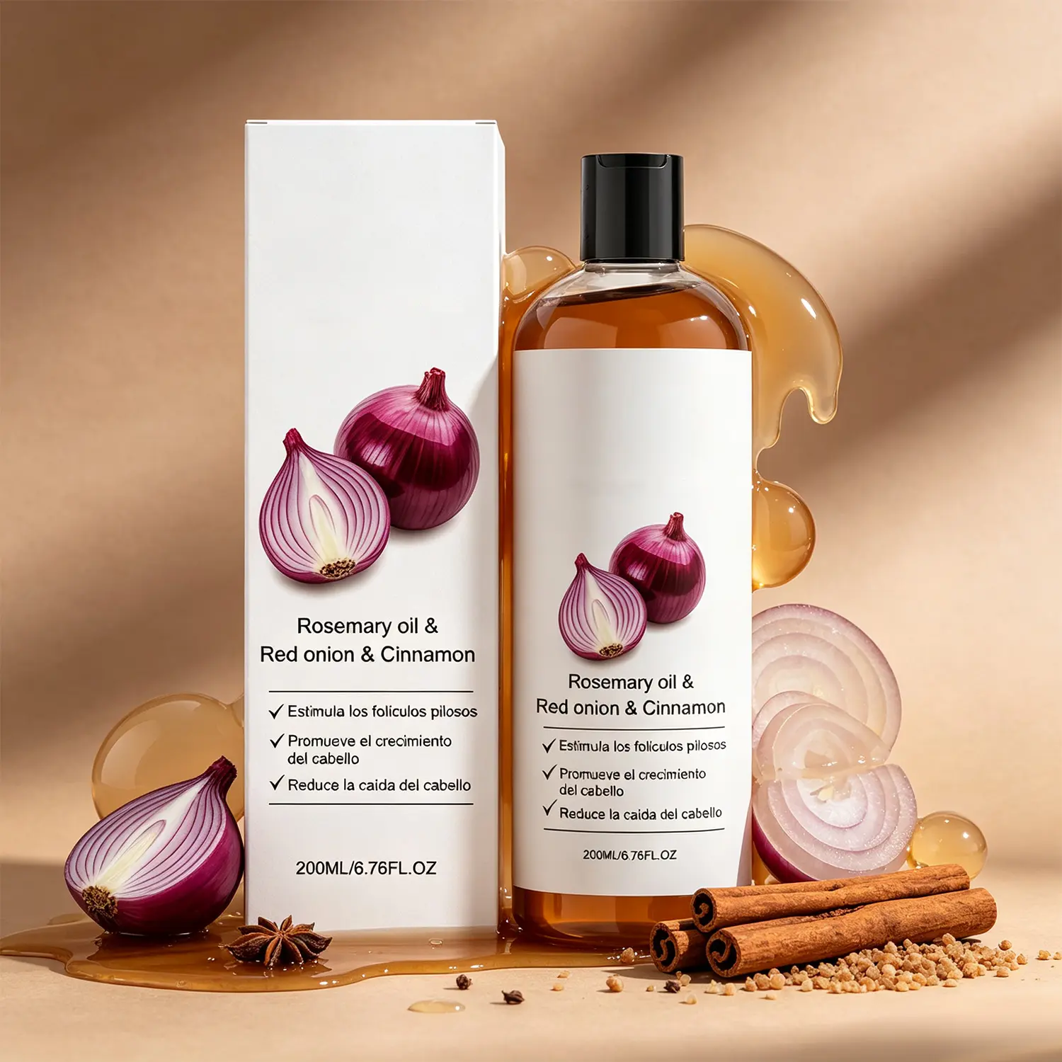 Red Onion Hair Shampoo Rosemary Oil Cinnamon Extract Scalp Cleansing Shampoo for Oily Hair Lightweight Formula Fresh Clean Feel Daily Hair Care
