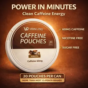 VIBING PRO Nicotine-Free Caffeine Pouches Variety Pack - Arabica & Robusta, 60mg Caffeine, Sugar-Free Energy Pouches, Portable Coffee Alternative, 5 Cans, 20 Pouches Per Can(100 Pouches Total)