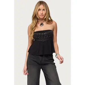 Alease Stud & Grommet Strapless Top