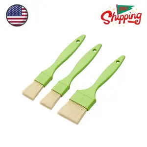 3 Pcs Pastry Brush Set, 1/1/2 inch Bristle Basting Brushes for Cooking