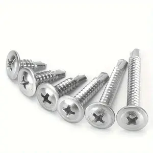 115 Piece #8 Metal Self-Tapping Screws with Flat Head and Washer, Durable Construction Screws for Thin Steel and Furniture Assembly, Self Drilling Screws