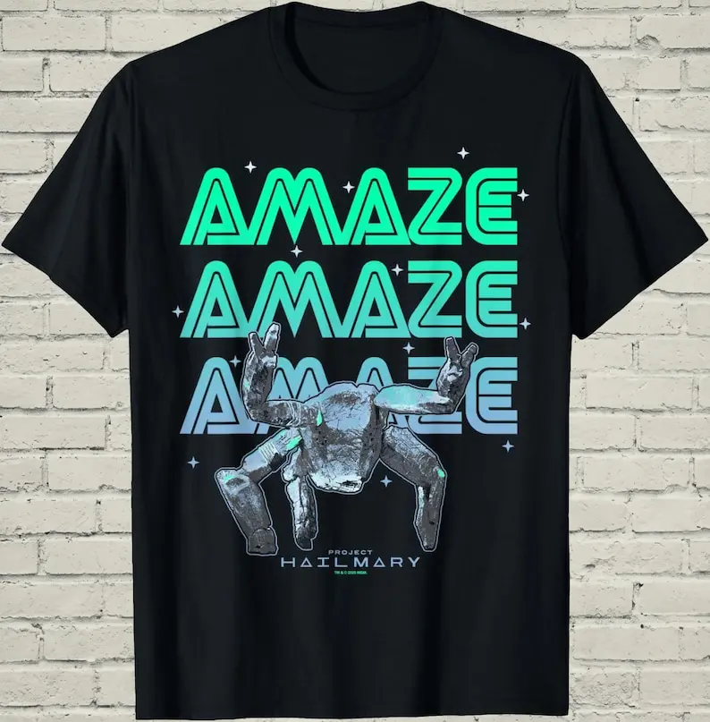 Project Hail Mary Shirt, Neon Rocky Alien Graphic Tee, Book Lover Birthday Gift For Sci Fi Nerd, Amaze Space Cyberpunk Clothing