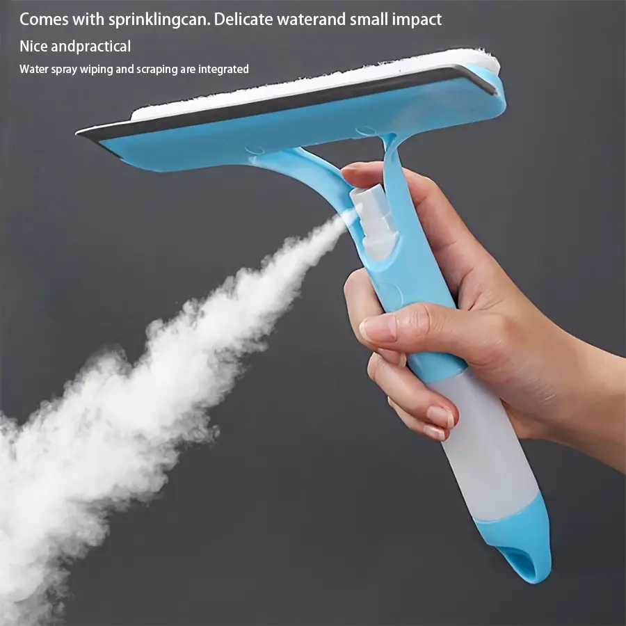 3-in-1 & Mirror Scraper with Removable Microfiber Cloth - Heavy-Duty Plastic Bathroom Window Cleaner, Door, Scraper, Wiper, and Squeegee Scrubber Spray - No Electricity Needed, Ideal for Home Use, Window Cleaning Scraper, Window Cleaning Tool