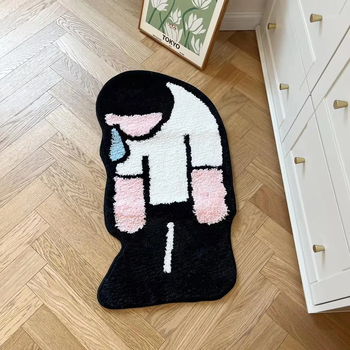 Sad Man Shaped Rug, 1 Count Non-slip Soft Plush Floor Mat, Decorative Carpet for Home Living Room Bedroom Bathroom