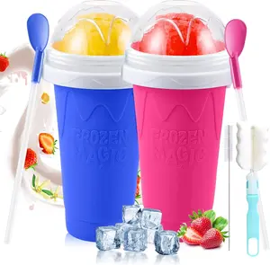 Pack of 2 Magic slushie cup, instant Frozen Slushy cup Drink Maker, Double-Layer Reusable slushie maker, Perfect for Homemade Slushies, Frozen Drinks & Summer Treats