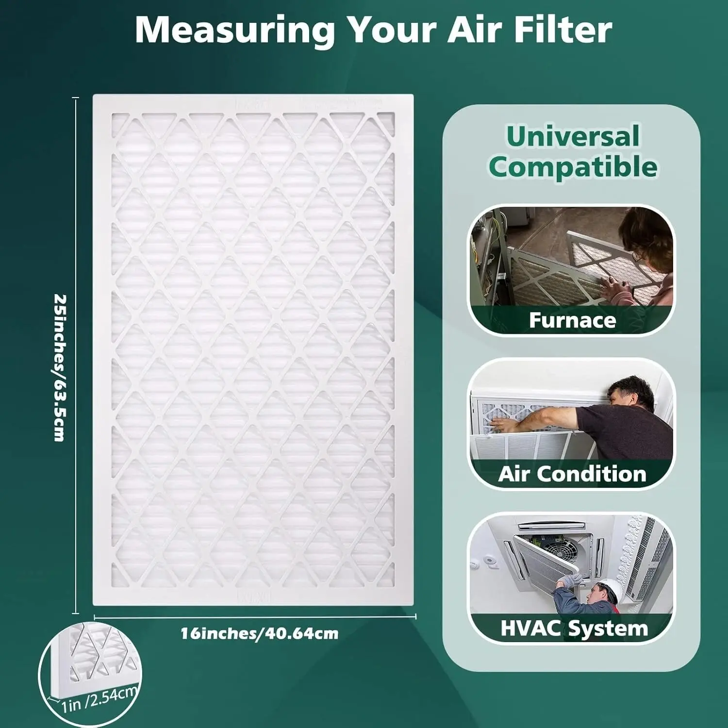 Reusable Frame Pleated Air Filter - Cost-Effective Efficient Filtration, 24.5x0.75in HVAC Accessory for Furnace, Universal Size for Air Conditioner