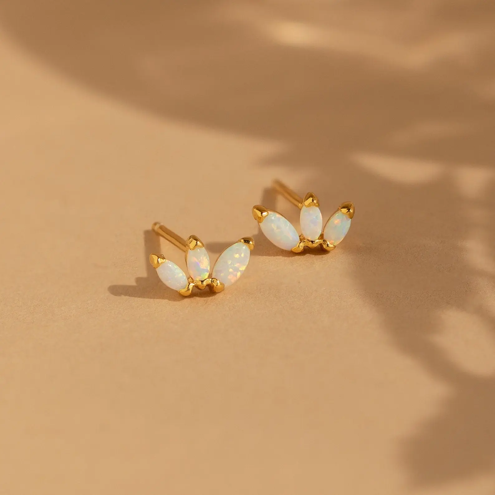 Opal Marquise Studs by Caitlyn Minimalist - Dainty Opal Flower Gemstone Earrings - Delicate Crystal Jewelry - Sister Gift
