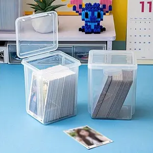 Transparent Desktop Plastic Card Storage Box, 1pc Poker Card Organizer, Small Card Holder, Card Collection Box, Desk Accessory, Card Hobby Box