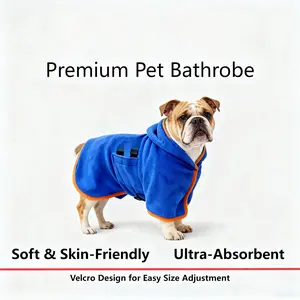 Pet Bathrobe with Magic Tape - Pet Grooming Supplies Made of Ultra-Fine Fiber Material, Quick Drying, Absorbent, Odorless, Warm, Machine Washable, Adjustable Size, Suitable for All Seasons, Available in Various Sizes and Colors
