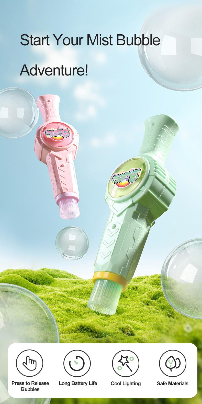 Mist Bubble Machine for Kids – Elastic Bubble Fog Wand, Smoke Bubble Sword, Interactive STEM Toy with Lights & Music, Parent-Child Fun, Outdoor Summer Play, Birthday Gift for Boys & Girls
