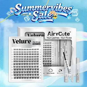 Velure | AiryCute Velour Luxe Collection Upgrade U Lashes with Ultra-Dense, Waterproof, Long-Lasting Lashes | Venus | Natural Daily | Beginner-Friendly DIY Lashes for a Flawless, Voluminous Look | Trendy & Must-Have Clusters #SummerVibes
