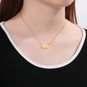 Minimalist Stainless Steel 18K Gold Plated Letter Block Number 11 Necklace Collarbone Chain 21cm-50cm Length 10g Weight