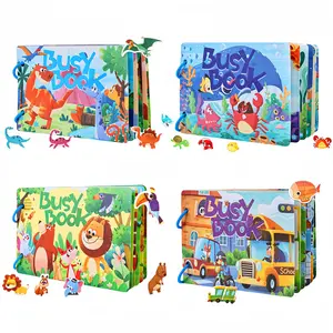 Busy Book Set, 1 Set Reusable Quiet Activity Sticky Book, Paper Book, Montessori Sensory Learning Book for Boys & Girls, School Supplies, Visual Learning Tools