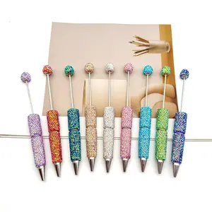 Diy' 10pcs Glitter Beadable Pens Full Rhinestone Rainbow Gradient Design Smooth Writing Ergonomic Grip for Journalling & Gifts