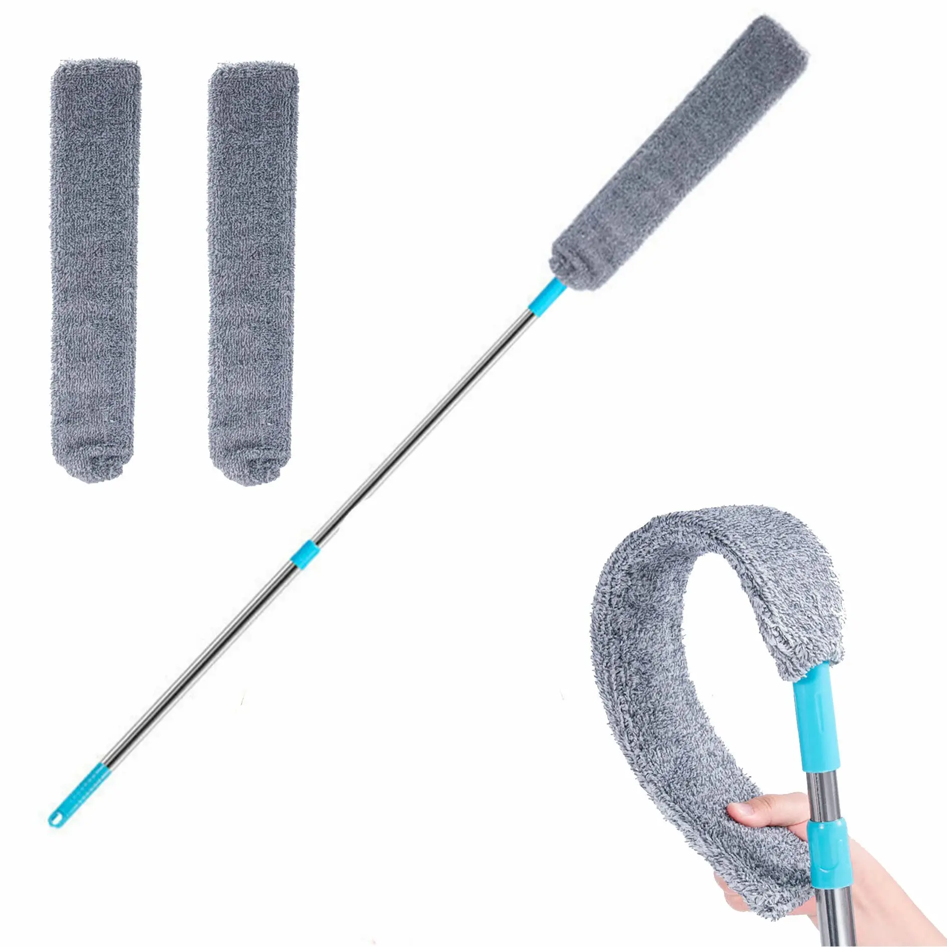 Retractable crevice dusting brush,soft bristles,comes with 2 microfiber dusting cloths,ergonomic design,multi-purpose,retractable microfiber,suitable for bedroom, kitchen, living room,outdoor use,high ceiling,cleaning supplies,duster Dryer Vent Cleaner