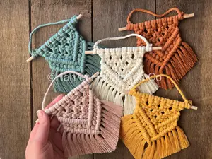 Handmade Boho Mini Macrame Wall Hanging on Wooden Dowel -- housewarming, home decoration, bohemian decor, eclectic wall space filler, wall piece, minimalist, nordic decor