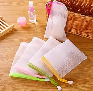 10 PCS Bath Exfoliating Mesh Soap Pouches with Drawstring Holders, Bubble Foam Nets & Soap Savers, Random Colors, Personal Care Bathing Accessories for Everyday Use