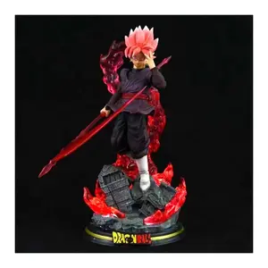 28CM Dragon Ball Z Zamasu Figure Black Goku PVC Action Figures GK Statue with Light Base Collection Model Toys for Children Gift