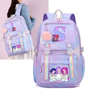 Hunter backpack Letter T backpack Movie Female Singer High-Capacity Backpack Student Backpack Purple Backpack