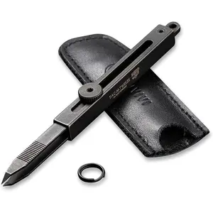 Precision Tweezers for Splinters, Retractable Tweezers with Leather Sheath for Men EDC Easy Keychain Carry