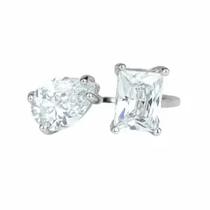 Double stone ring 925 sterling silver