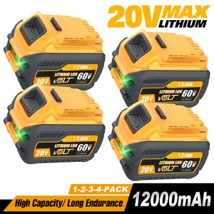 High Capacity 12Ah Replacement for Dewalt 20V 60V Max Battery 1/2/4 Pack, Compatible with DCB606 DCB609 DCB612, Compatible with DeWalt 20V 60V Cordless Power Tools