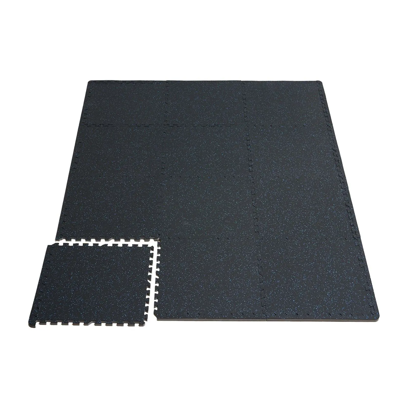 VEVOR 6 PCS 0.56" Thick Gym Floor Mats,  24" x 24" EVA Foam & Rubber Top Interlocking Workout Floor Mats with 24 sq.ft Coverage, Waterproof Exercise Puzzle Flooring for Gym, Home, Garage, Basement, Black & Blue